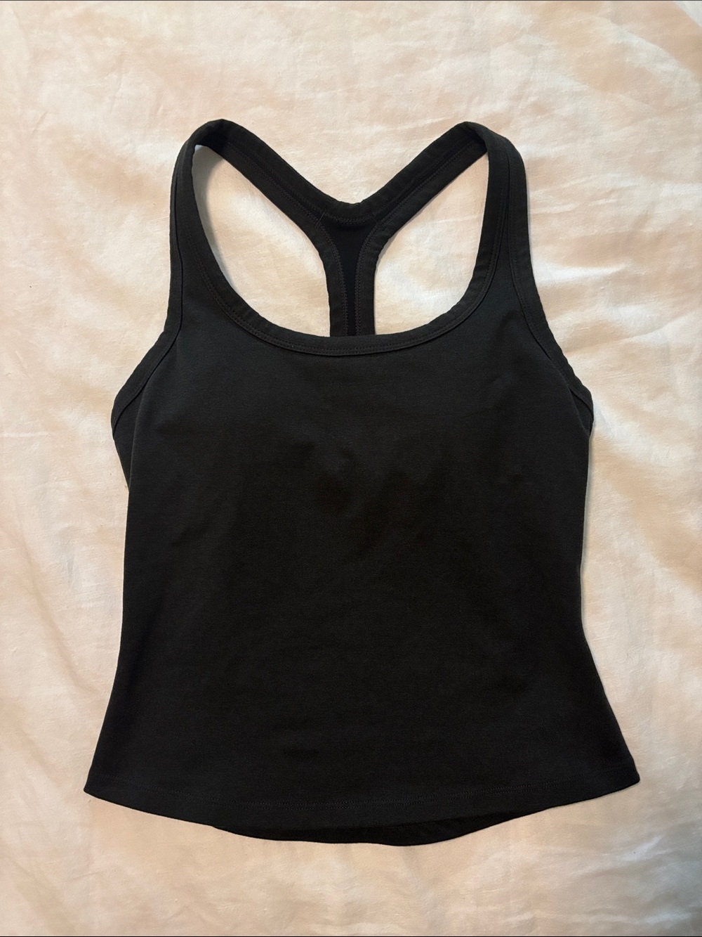 Prana Washed-Black Racerback Crop Tank Top